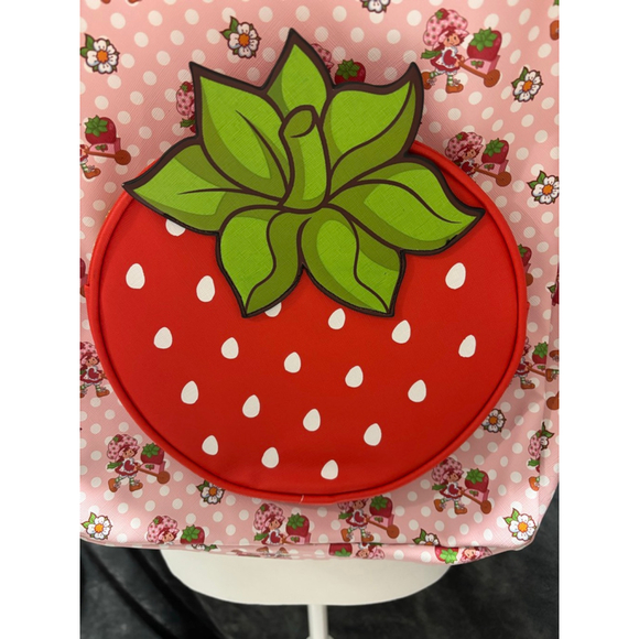 NWT Strawberry Shortcake Pink & Red Full Size Backpack with 3D Strawberry Pocket - Picture 2 of 9